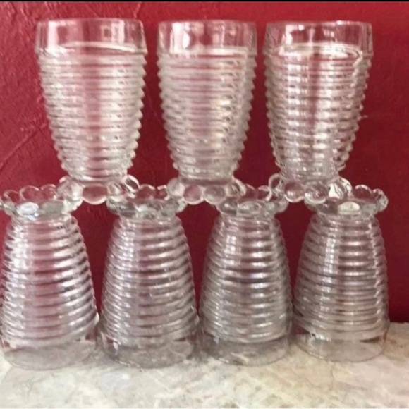 Anchor Hocking Bubble Base Depression Glass Tumbler Parfait Set of 7 - Picture 6 of 6